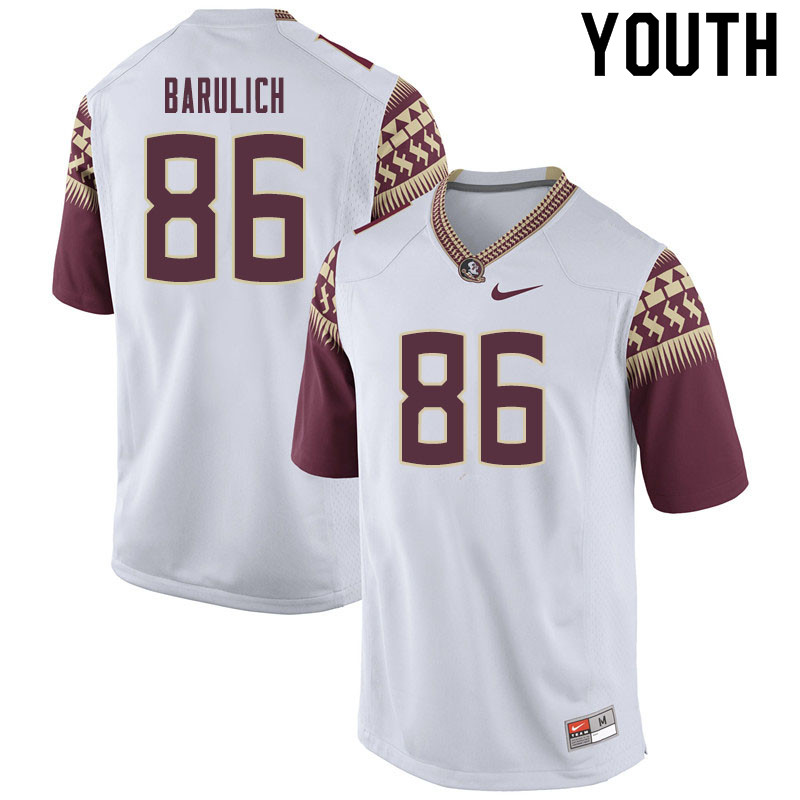 Youth #86 Michael Barulich Florida State Seminoles College Football Jerseys Sale-White